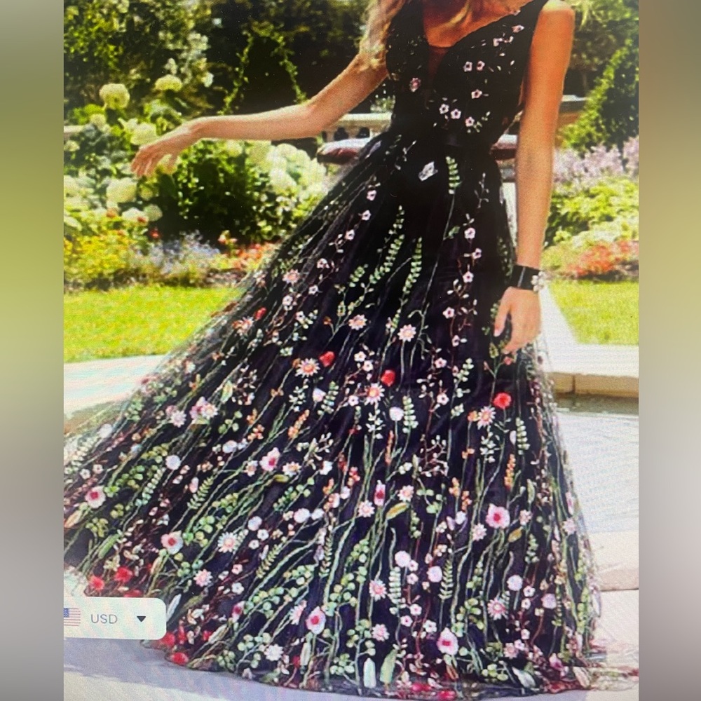 Floral embroidered ballgown